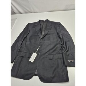 Manzini Suit Jacket Mens 40R Black Super 150s Wool Italy NWT Notch Lapel